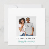 Minimale fotonaam Aangepast Blauwgroen Jubileum Kaart (Voorkant)