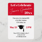 Minimale fotosjabloon afstudeerfeestje folie uitnodiging (Achterkant)