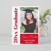 Minimale fotosjabloon afstudeerfeestje folie uitnodiging (Staand Voorkant)