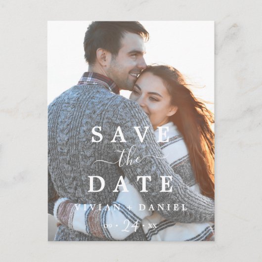 Minimale fotosjabloon Opslaan datum Uitnodiging Briefkaart (Voorkant)