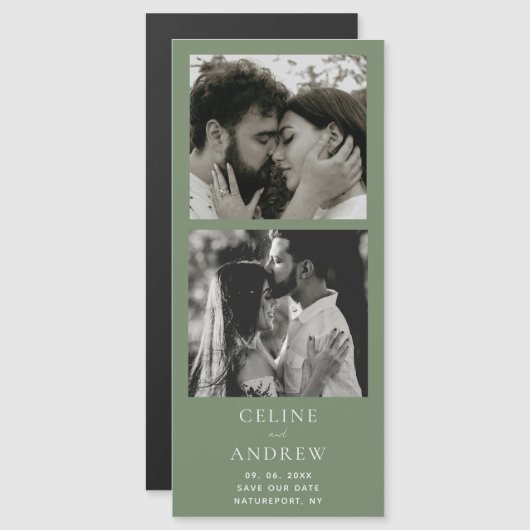 Minimale Fotostrip Magnetische bruiloft Bewaar de  (Voorkant / Achterkant)