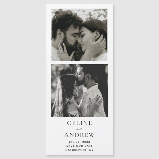 Minimale Fotostrip Magnetische bruiloft Bewaar de  (Voorkant)