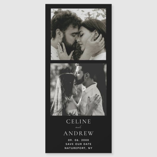 Minimale Fotostrip Magnetische bruiloft Bewaar de  (Voorkant)