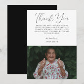 Minimale fotosympathie Calligrafie begrafenis Bedankkaart (Voorkant / Achterkant)