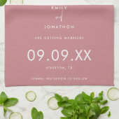 Minimale fototekst Dusty Pink Save the date Theedoek (Gevouwen)