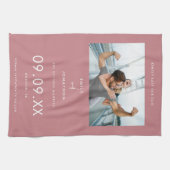 Minimale fototekst Dusty Pink Save the date Theedoek (Horizontaal)