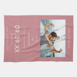 Minimale fototekst Dusty Pink Save the date Theedoek