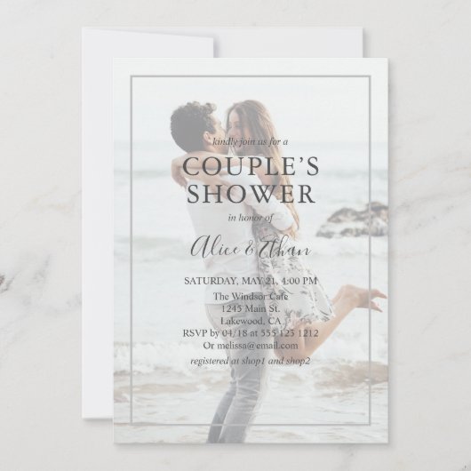 Minimale fotouitnodiging met paar douches kaart (Voorkant)