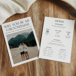 Minimale fotovoorstel Aanvraag Groomsman Info Kaar Kaart