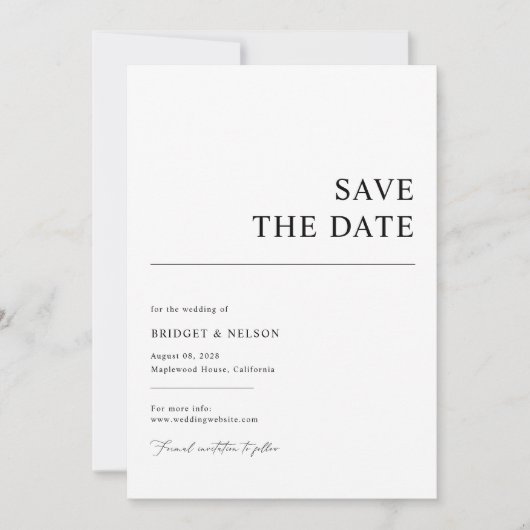 Minimale fotoweddenschap Save the Date Invitation (Voorkant)