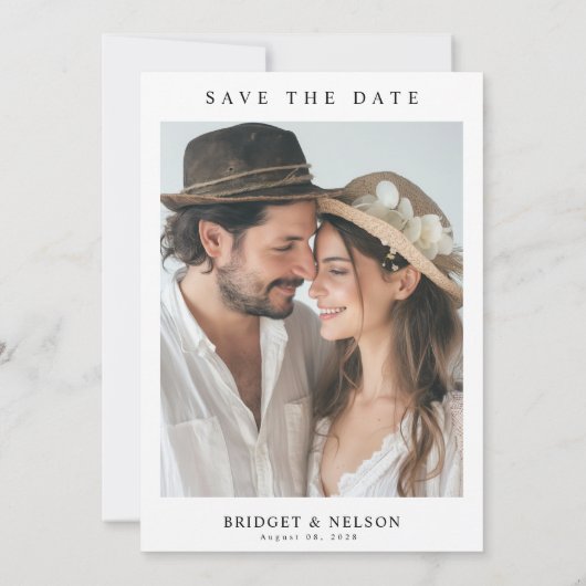 Minimale fotoweddenschap Save the Date Invitation (Achterkant)