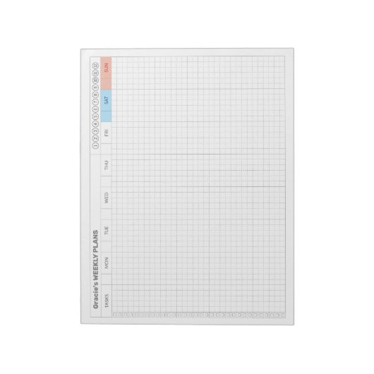 Minimale functionaliteit voor wekelijkse planning notitieblok (Linkerzijde)