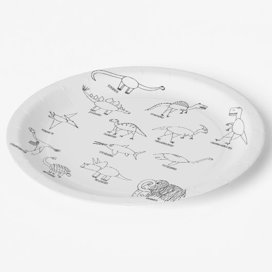 Minimale Funny Educational Dinosaur Kinder Partij Papieren Bordje (Gekanteld)