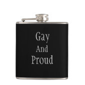 Minimale "Gay and Proud"> Kiedipkolven Heupfles (Voorkant)