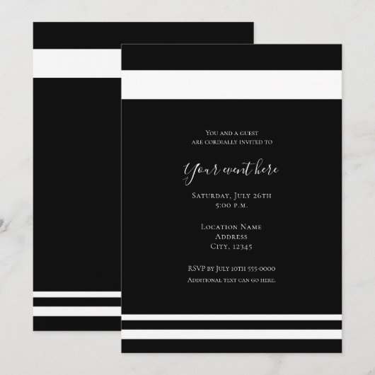 Minimale gebeurtenis voor zwarte en witte buitenga kaart (Voorkant / Achterkant)