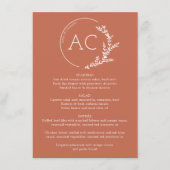 Minimale gebladerte Lijst Koper Rode bruiloft Rece Menu (Voorkant)