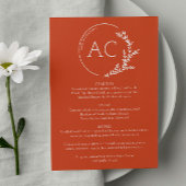 Minimale gebladerte Lijst Koper Rode bruiloft Rece Menu