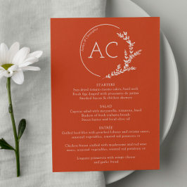 Minimale gebladerte Lijst Koper Rode bruiloft Rece Menu