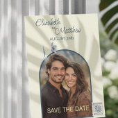 Minimale Gebogen Blauwe Bloemige Crème Foto Bruilo Save The Date