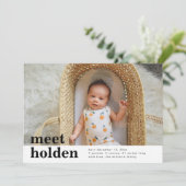 Minimale geboorteaankondiging | Aankondiging geboo (Staand voorkant)