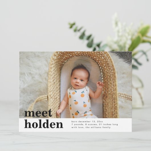 Minimale geboorteaankondiging | Aankondiging geboo (Staand voorkant)