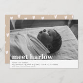 Minimale geboorteaankondiging | Aankondiging geboo (Voorkant / Achterkant)