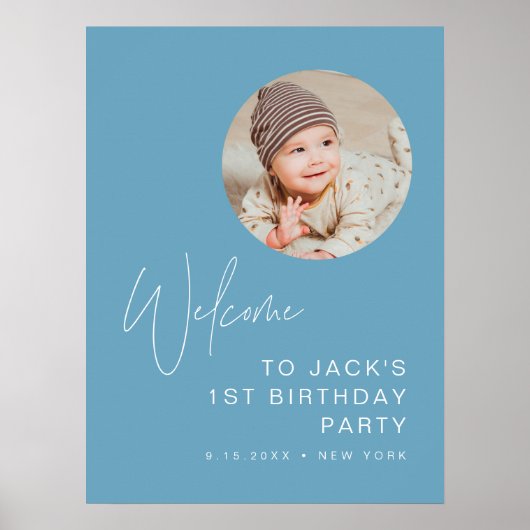 Minimale geboortedag foto foto welkom poster (Voorkant)