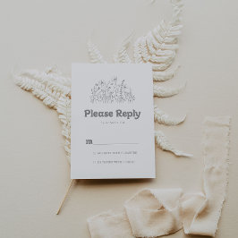 Minimale gedempte grijze wilde bloem RSVP Kaartje