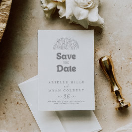 Minimale gedempte grijze wilde bloemen bruiloft save the date