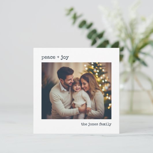 Minimale gefotografeerde kerstkaart met personalis (Staand voorkant)