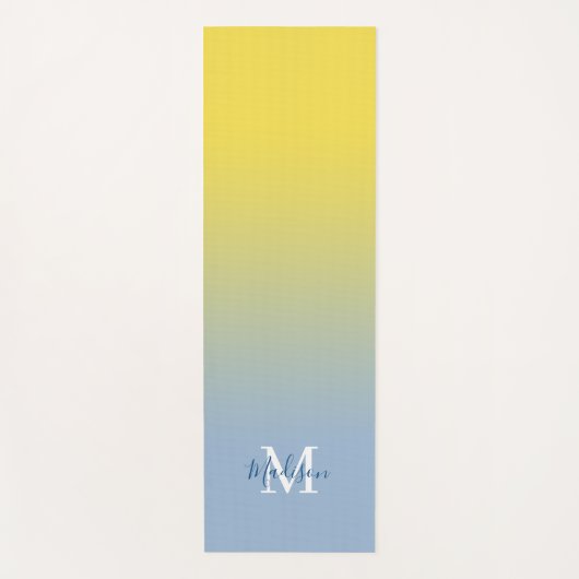Minimale gele blauwe gradiëntmonogram Naam Yogamat (Voorkant)