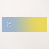 Minimale gele blauwe gradiëntmonogram Naam Yogamat (Voorkant (horizontaal))