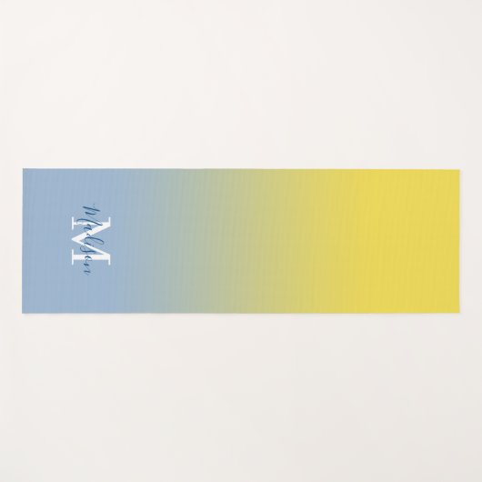 Minimale gele blauwe gradiëntmonogram Naam Yogamat (Voorkant (horizontaal))