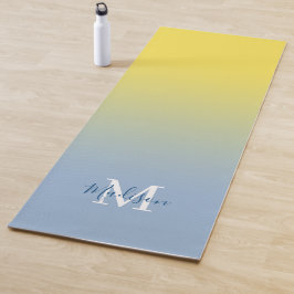 Minimale gele blauwe gradiëntmonogram Naam Yogamat