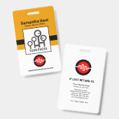 Minimale gele blokken foto-ID Badge (Voor- en achterkant)