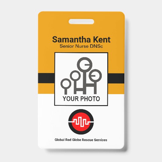 Minimale gele blokken foto-ID Badge (Voorzijde)