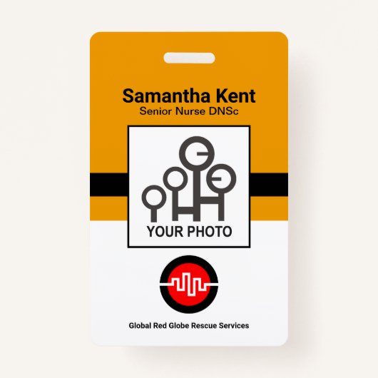 Minimale gele blokken foto-ID Badge (Voorkant)