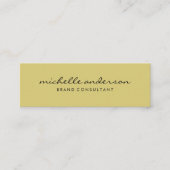 Minimale gele cursieve tekst mini visitekaartje (Voorkant)