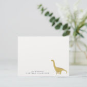 Minimale Gele Dinosaurius Babykamer Notitiekaart Kaart (Staand voorkant)