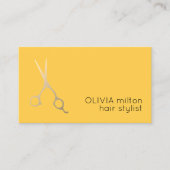Minimale gele Faux Gold Scissors Hair Stylist Visitekaartje (Voorkant)