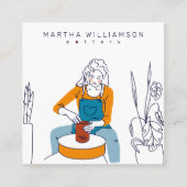 Minimale gele lichtgevende aardewerk voor blauwe v vierkante visitekaartje (Voorkant)