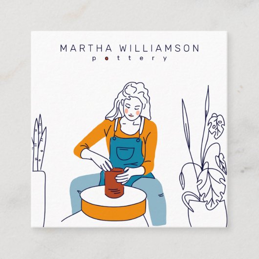 Minimale gele lichtgevende aardewerk voor blauwe v vierkante visitekaartje (Voorkant)