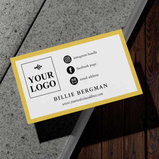 Minimale gele sociale media Uw Logo Visitekaartje