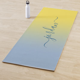 Minimale gele tot Lichte Blauwe Naam van het Manus Yogamat