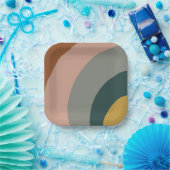 Minimale geluidsgolven in Boho Earth Tones Papieren Bordje (Feest)