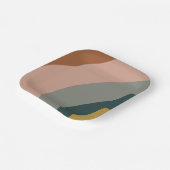 Minimale geluidsgolven in Boho Earth Tones Papieren Bordje (Gebogen)