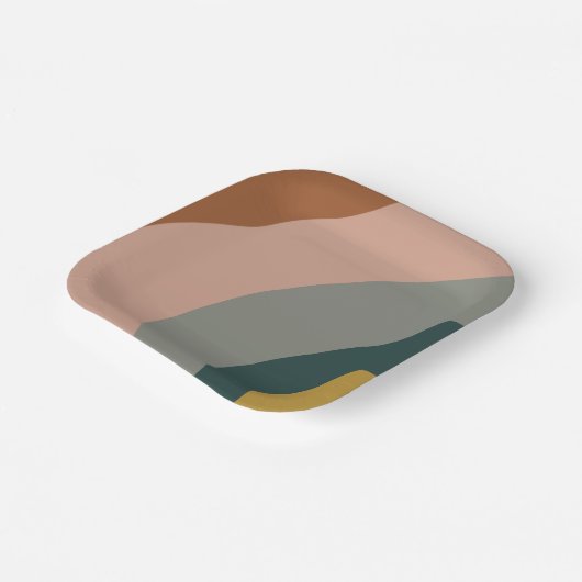 Minimale geluidsgolven in Boho Earth Tones Papieren Bordje (Gebogen)