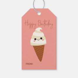 Minimale gelukkige verjaardag van de cute-ijskloon cadeaulabel