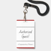 Minimale 'Gemachtigde gast'! Badge (Voorzijde met lanyard)