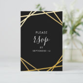 Minimale gemiddelde zwarte goudgeometrische grens RSVP kaartje (Staand voorkant)